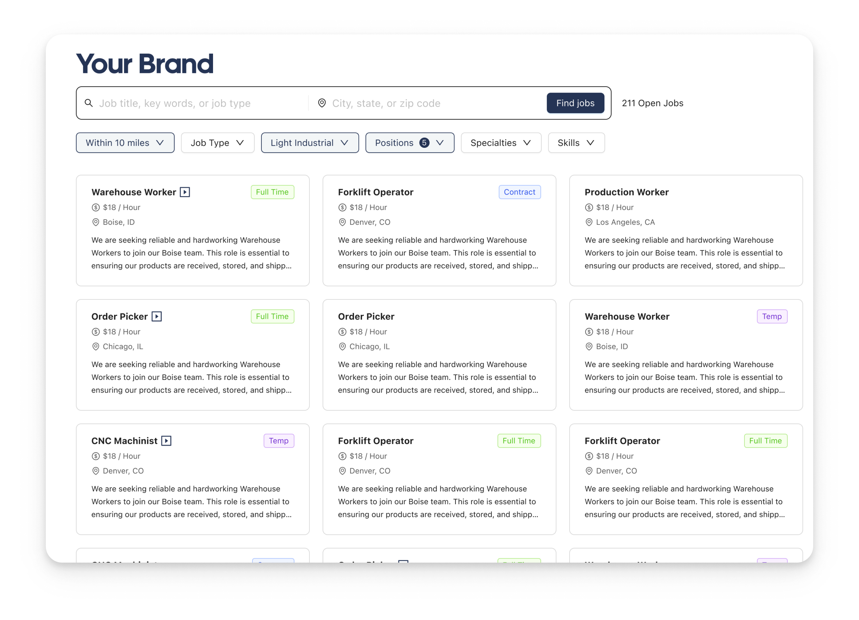 Web-based candidate experience — your branded job portal
